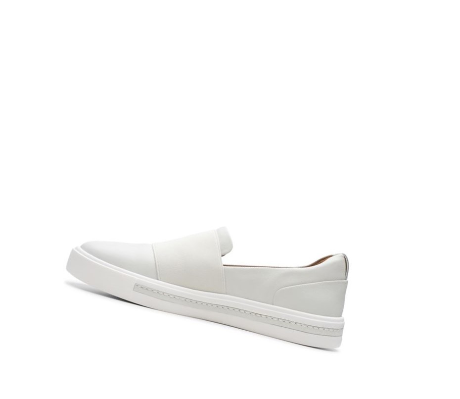 Femme Chaussures Slip On Clarks Un Maui Step Cuir Larges Fit Blanche - france MKL-41830420