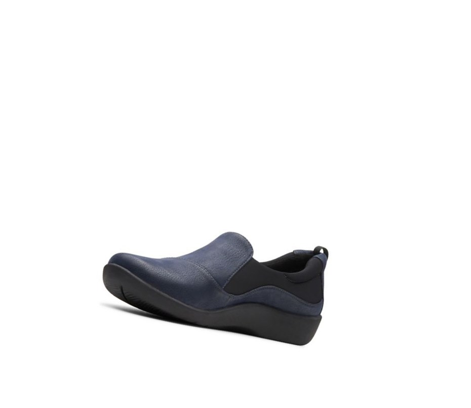 Femme Chaussures Slip On Clarks Sillian Paz Bleu Marine - france IPG-08411780