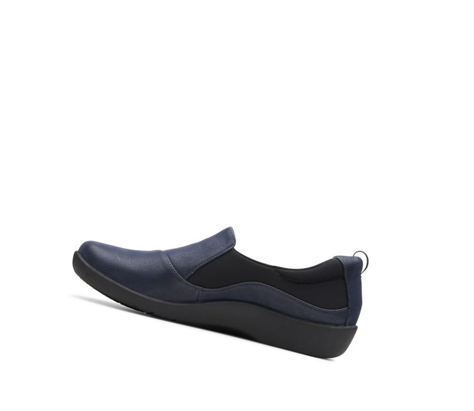 Femme Chaussures Slip On Clarks Sillian Paz Bleu Marine - france IPG-08411780