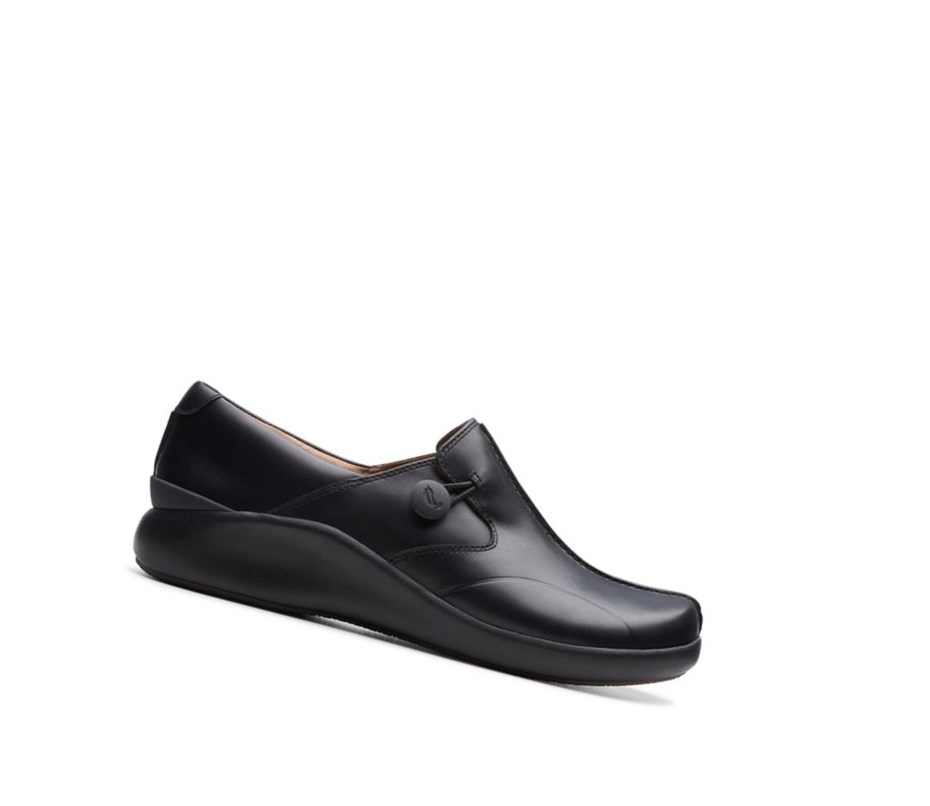 Femme Chaussures de Marche Clarks Un Loop 2 Walk Cuir Noir - france CWN-40397169