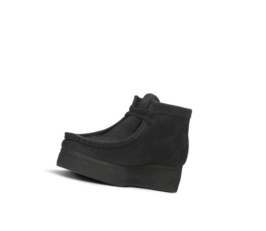 Femme Wallabee Clarks Wedge Nubuck Cuir Noir - france ISO-89464984