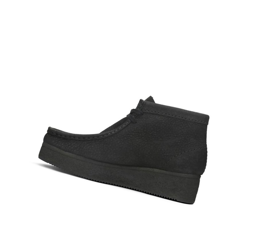 Femme Wallabee Clarks Wedge Nubuck Cuir Noir - france ISO-89464984