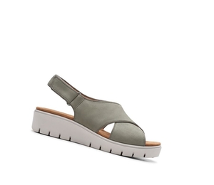 Femme Sandales Compensées Clarks Un Karely Sun Nubuck Daim Vert Olive - france GEN-63627524