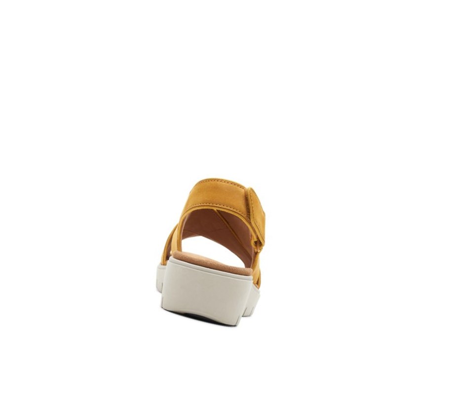 Femme Sandales Compensées Clarks Un Karely Sun Nubuck Daim Jaune - france RGF-76082905